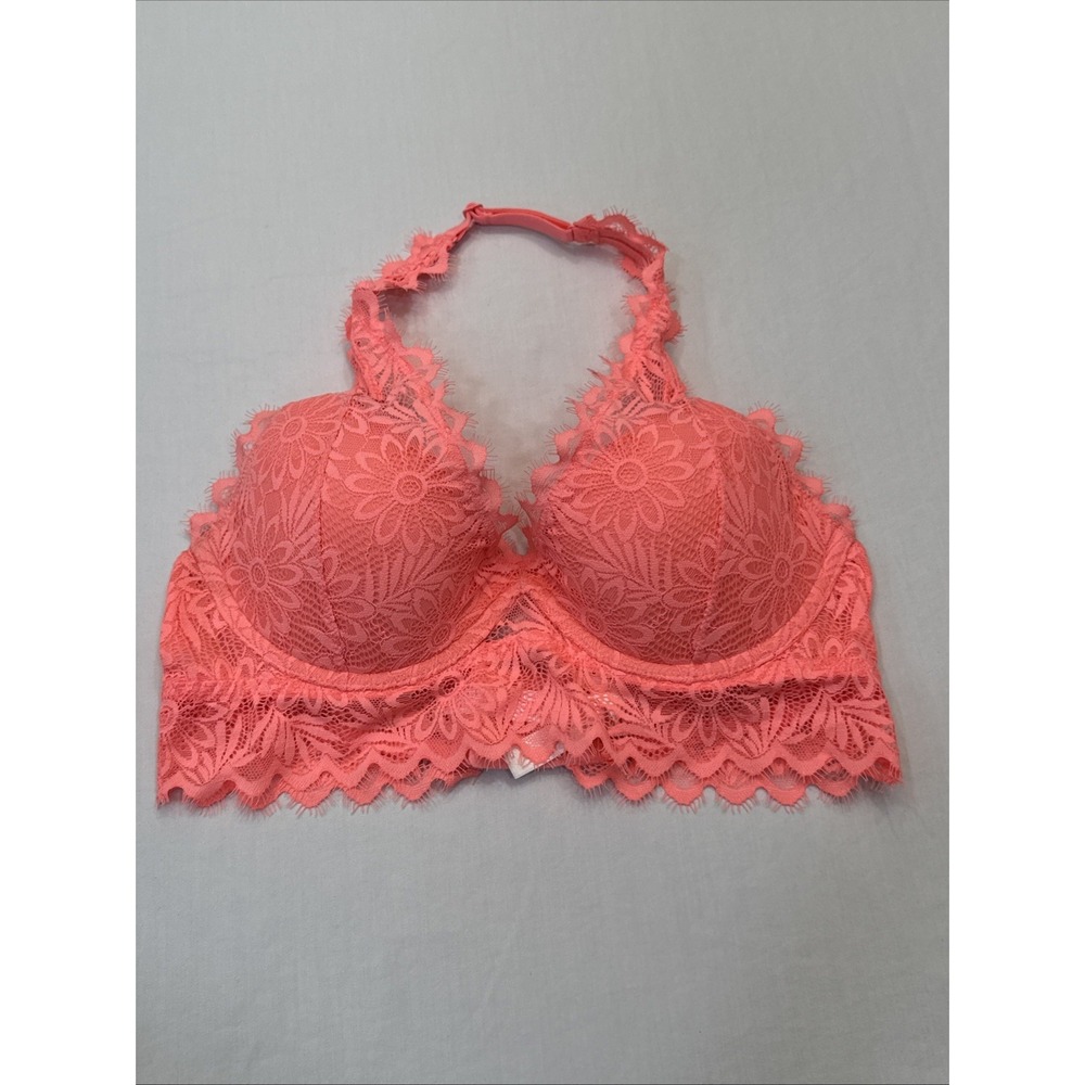 Victoria's Secret PINK Sz Small Lace Lightly Lined Plunge Underwire Bralette EUC